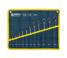 mega zestaw 12 kluczy oczkowo-odgiętych 6x7-30x32mm crv 36532
